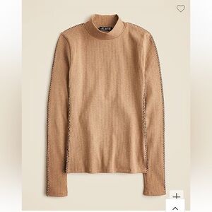 J crew heather caramel Premium rib turtleneck with whipstitch trim